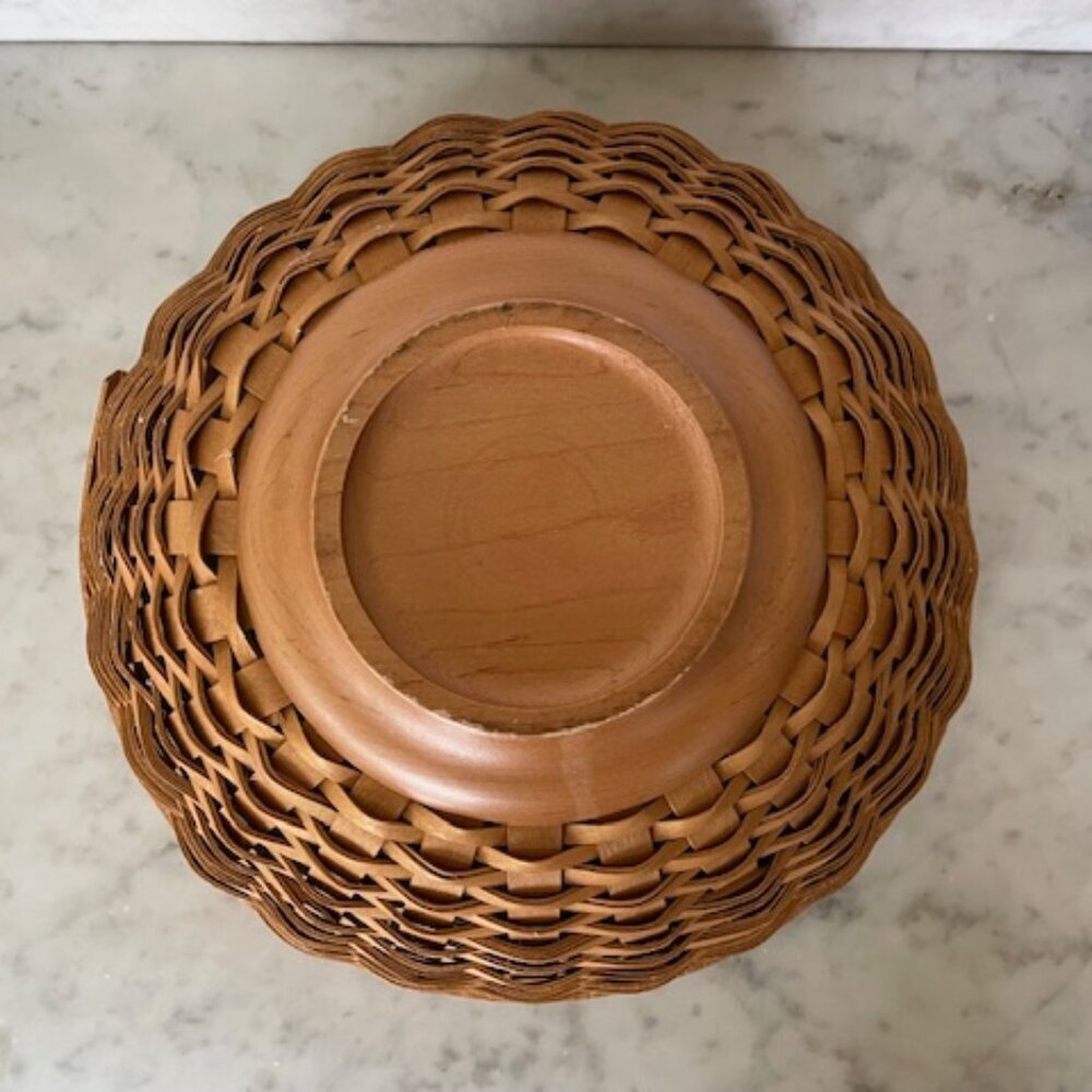 LONGABERGER Nantucket Woven Bowl Basket Large 11” Round Handwoven Brown Retired - Picture 2 of 15